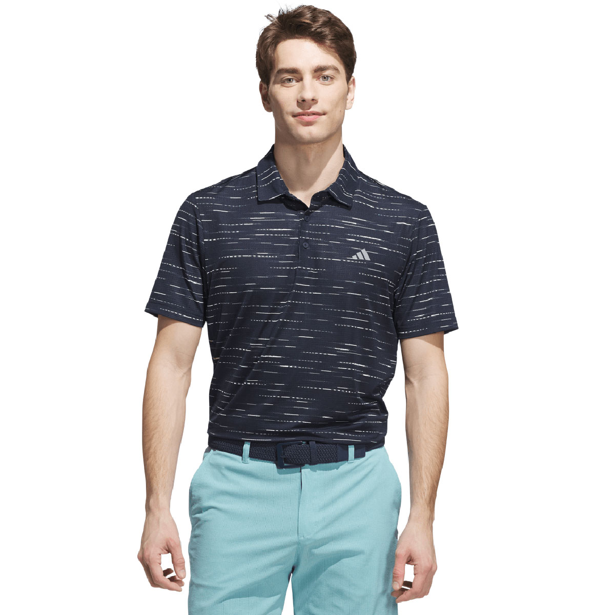 adidas Men's Ultimate365 Mesh Stripe Print Golf Polo Shirt 