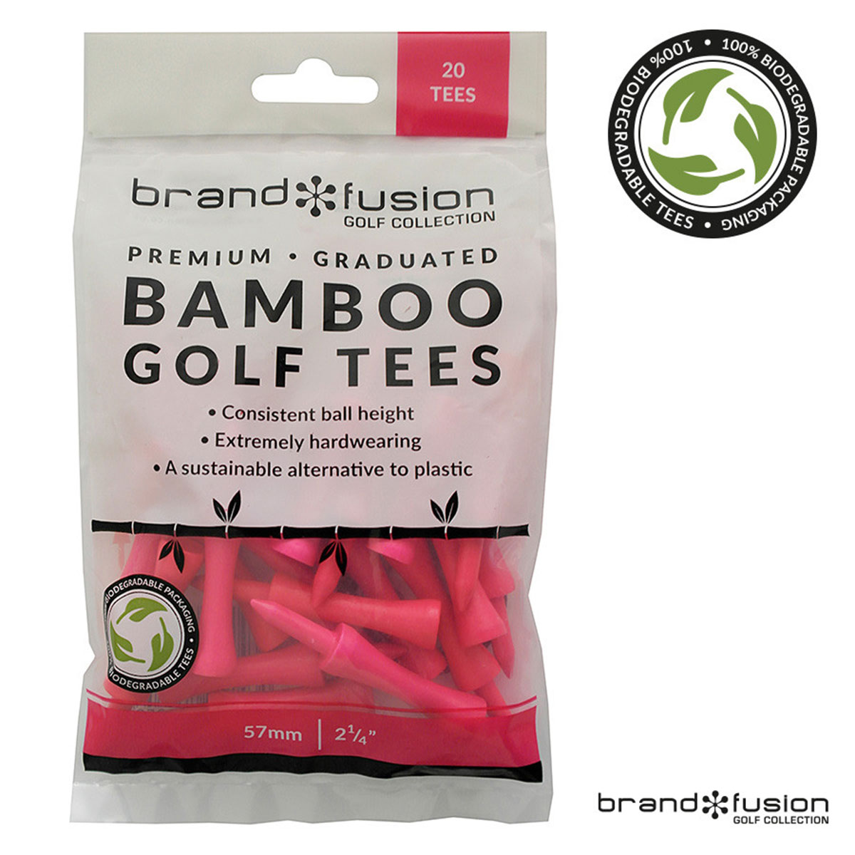 Brand Fusion Graduated Bamboo Golf Tees - 20 Pack